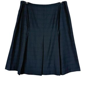Isabel & Nina Dark Navy Box Pleat A-Line Skirt Size 6 Lined Dark Academia